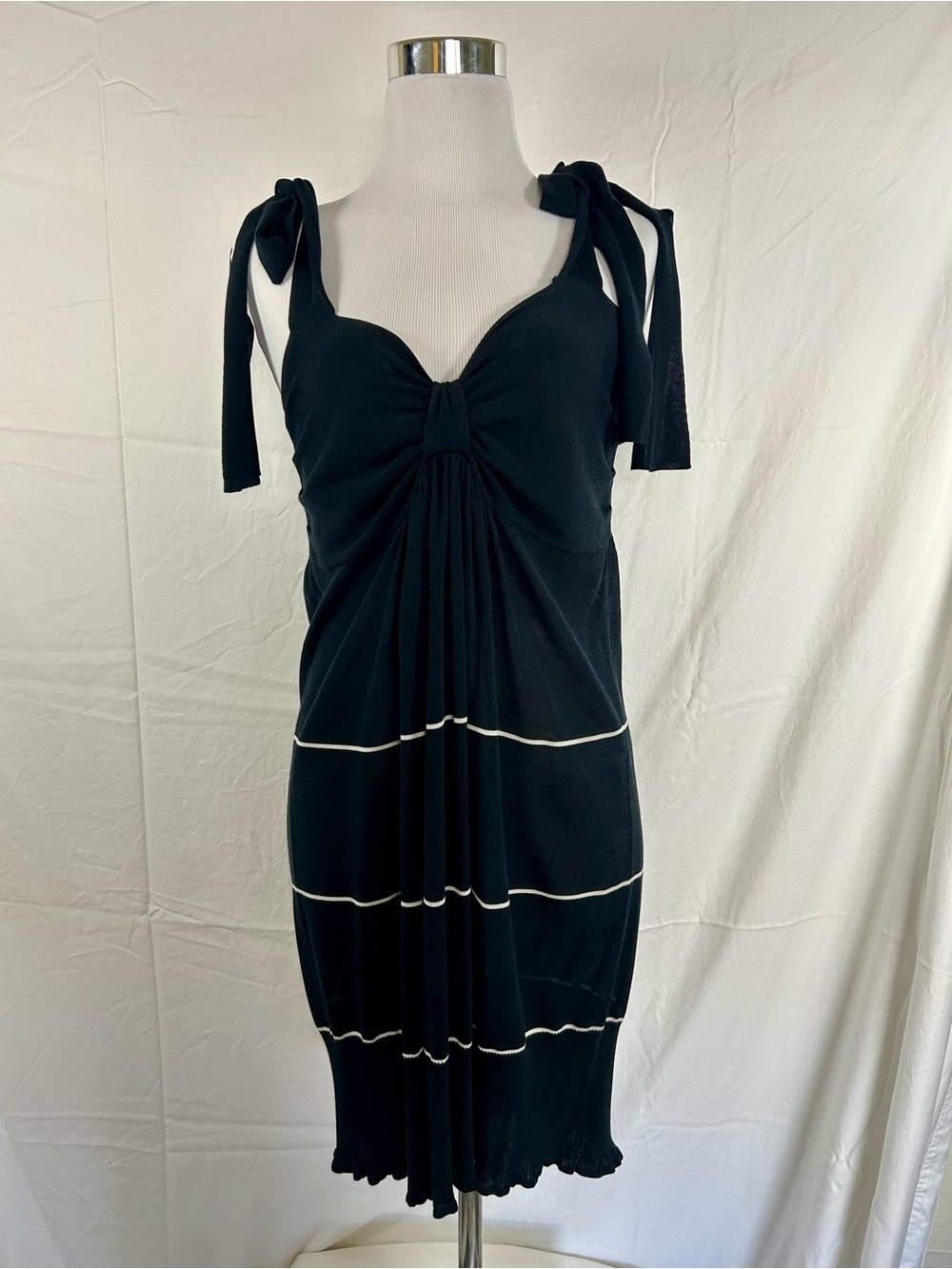 Sara Berman Black Tie-Shoulder Knit Dress